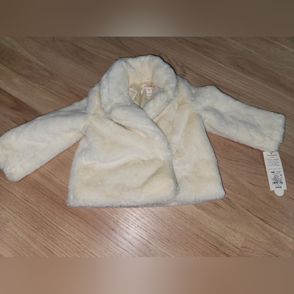 Cat & Jack Cream Faux Fur Kids Jacket